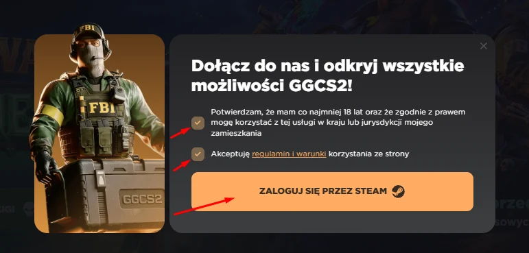 Krok 2 aktywacji kodu GGDrop